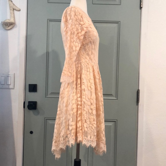 Free people peach lace fit flare dress - Picture 3 of 9